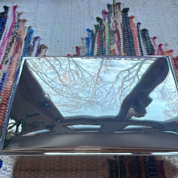“L” monogram vintage Pottery Barn silver plated jewelry box custom gift - Picture 4 of 9